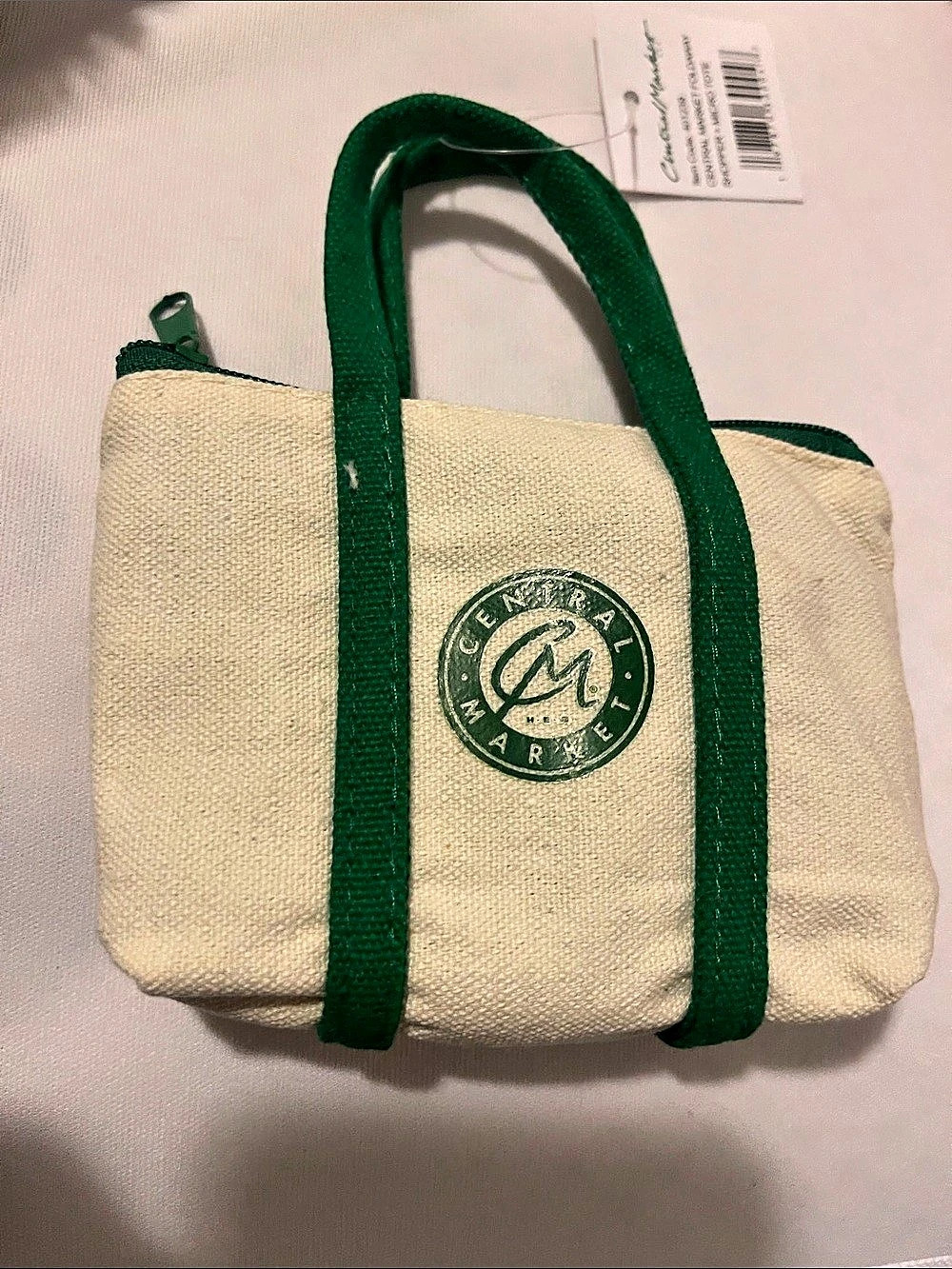Central Market Foldaway Shopper - Micro Tote Green & Cream